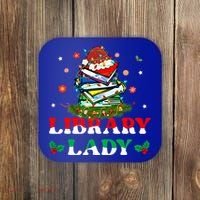 Christmas Library Lady Librarian Xmas Lights Books Gift Coaster thumb 0