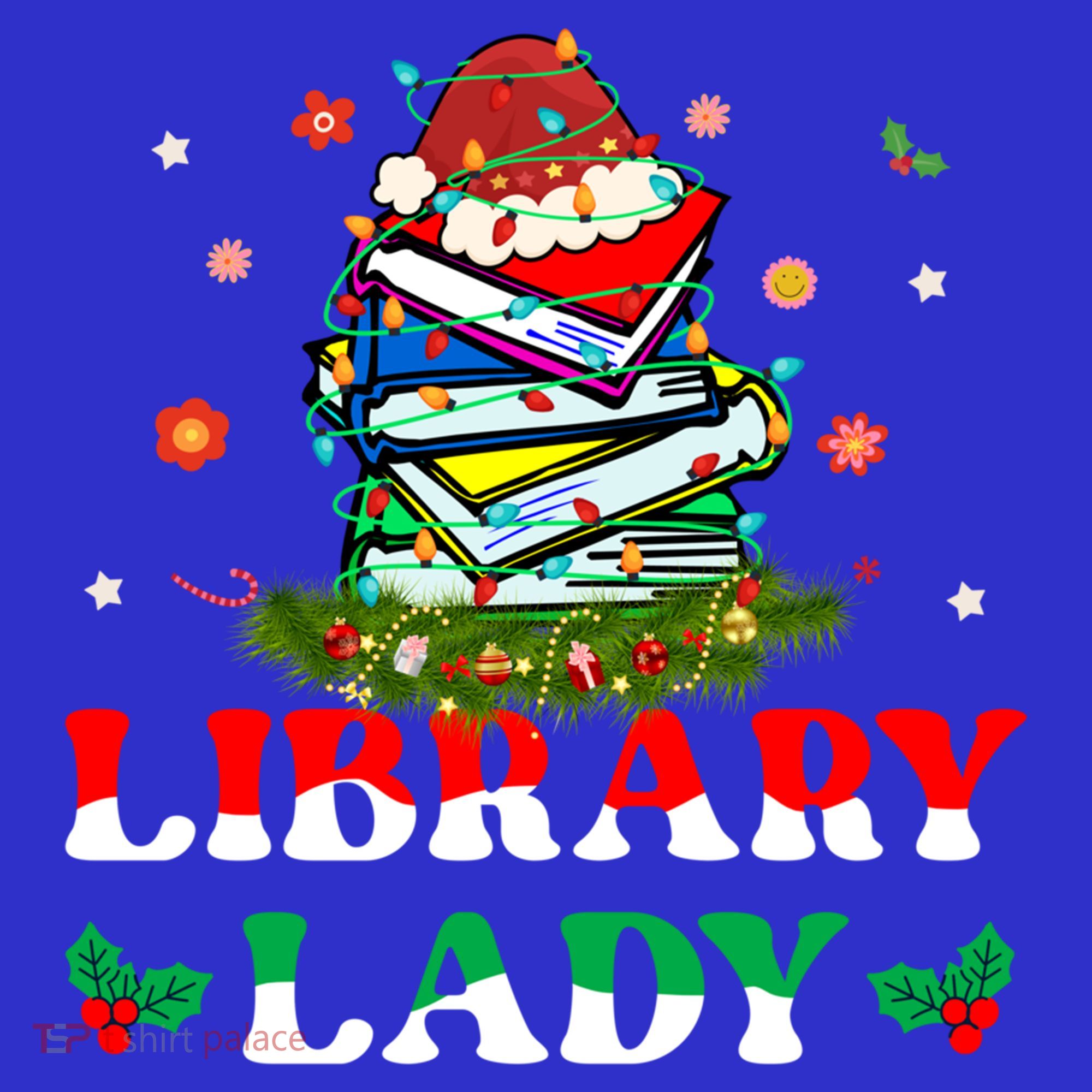 Christmas Library Lady Librarian Xmas Lights Books Gift Coaster