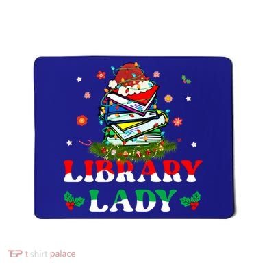 Christmas Library Lady Librarian Xmas Lights Books Gift Mousepad