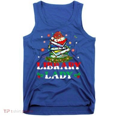 Christmas Library Lady Librarian Xmas Lights Books Gift Tank Top