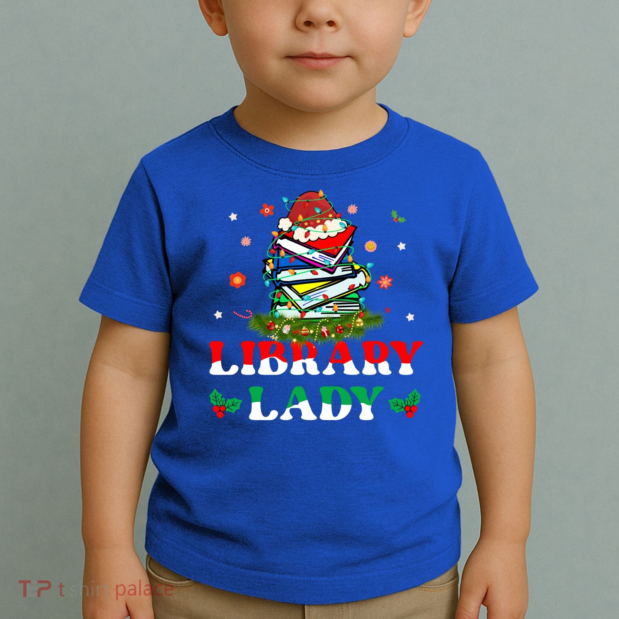 Christmas Library Lady Librarian Xmas Lights Books Gift Toddler T-Shirt