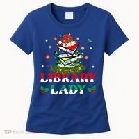 Christmas Library Lady Librarian Xmas Lights Books Gift Women's T-Shirt thumb 0