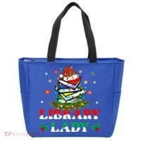 Christmas Library Lady Librarian Xmas Lights Books Gift Tote Bag thumb 0