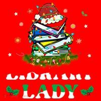 Christmas Library Lady Librarian Xmas Lights Books Gift Santa Hat thumb 1