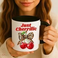 Cherry Lover Leopard Print Coquette Summer Just Cherrific Coffee Mug thumb 3