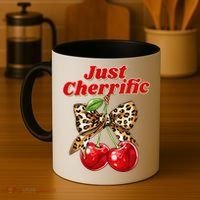 Cherry Lover Leopard Print Coquette Summer Just Cherrific Coffee Mug thumb 4