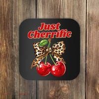 Cherry Lover Leopard Print Coquette Summer Just Cherrific Coaster thumb 0