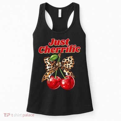 Cherry Lover Leopard Print Coquette Summer Just Cherrific Women's Tank Top