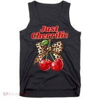 Cherry Lover Leopard Print Coquette Summer Just Cherrific Tank Top thumb 0