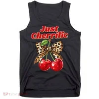 Cherry Lover Leopard Print Coquette Summer Just Cherrific Tank Top thumb 0