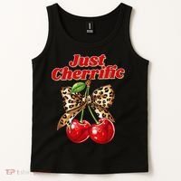 Cherry Lover Leopard Print Coquette Summer Just Cherrific Tank Top thumb 2