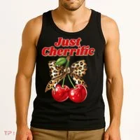 Cherry Lover Leopard Print Coquette Summer Just Cherrific Tank Top thumb 3