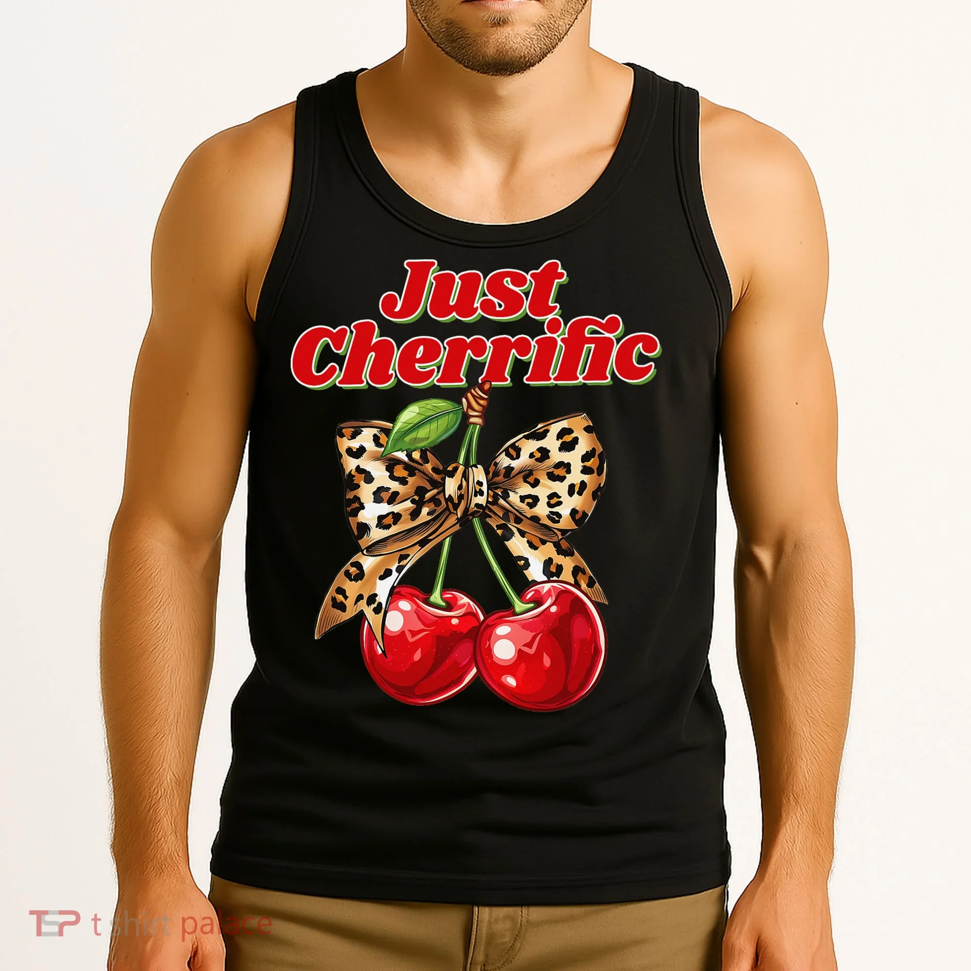 Cherry Lover Leopard Print Coquette Summer Just Cherrific Tank Top