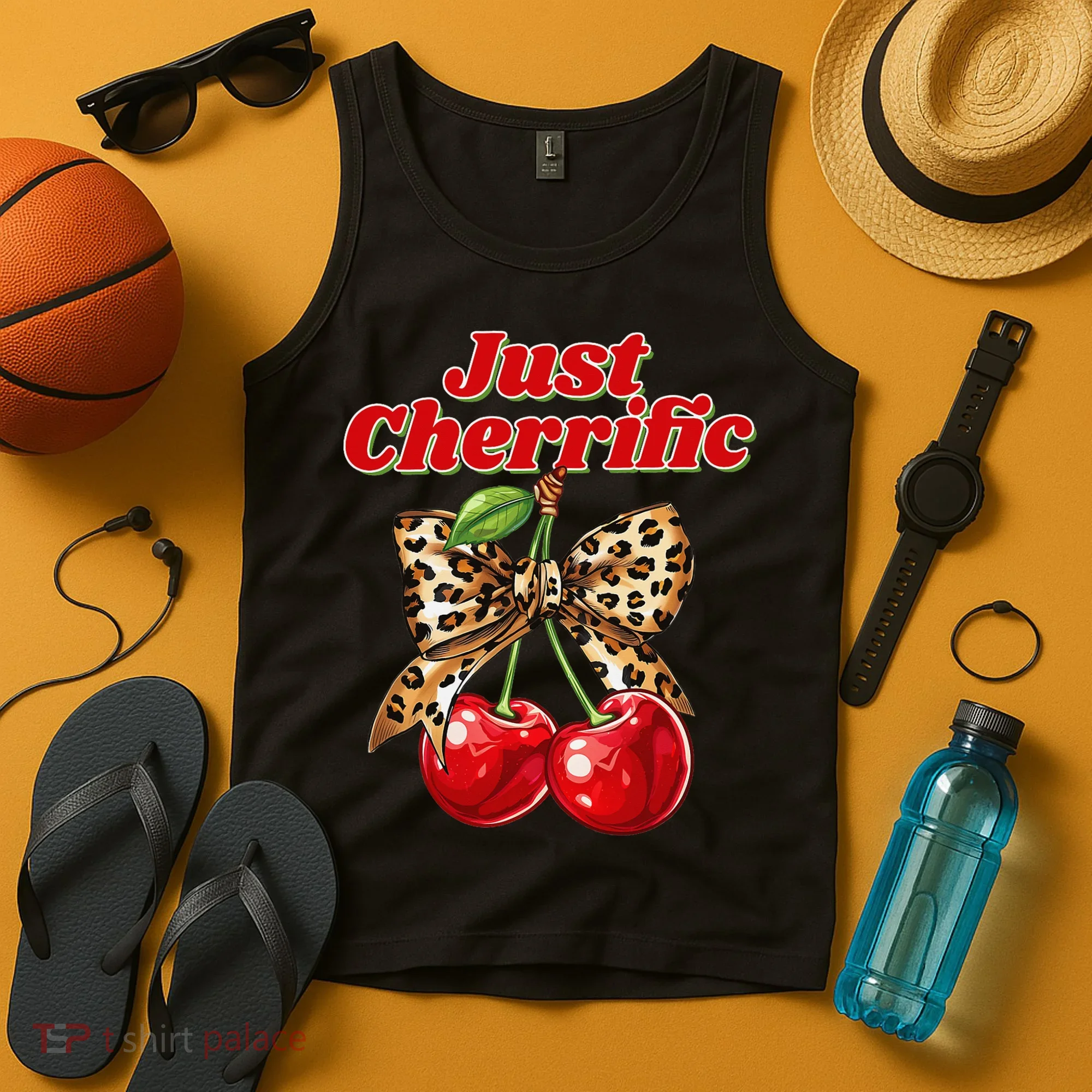 Cherry Lover Leopard Print Coquette Summer Just Cherrific Tank Top