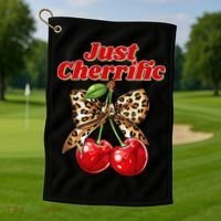 Cherry Lover Leopard Print Coquette Summer Just Cherrific Golf Towel thumb 1