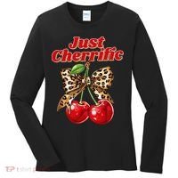 Cherry Lover Leopard Print Coquette Summer Just Cherrific Women's Long Sleeve Shirt thumb 0