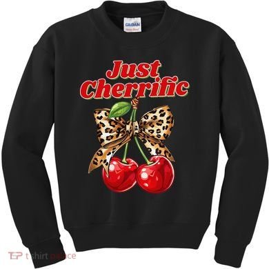 Cherry Lover Leopard Print Coquette Summer Just Cherrific Kids Sweatshirt