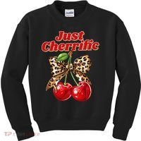 Cherry Lover Leopard Print Coquette Summer Just Cherrific Kids Sweatshirt thumb 0