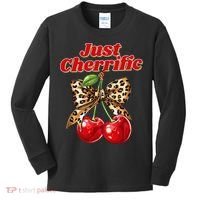 Cherry Lover Leopard Print Coquette Summer Just Cherrific Kids Long Sleeve Shirt thumb 0