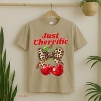 Cherry Lover Leopard Print Coquette Summer Just Cherrific T-Shirt thumb 2