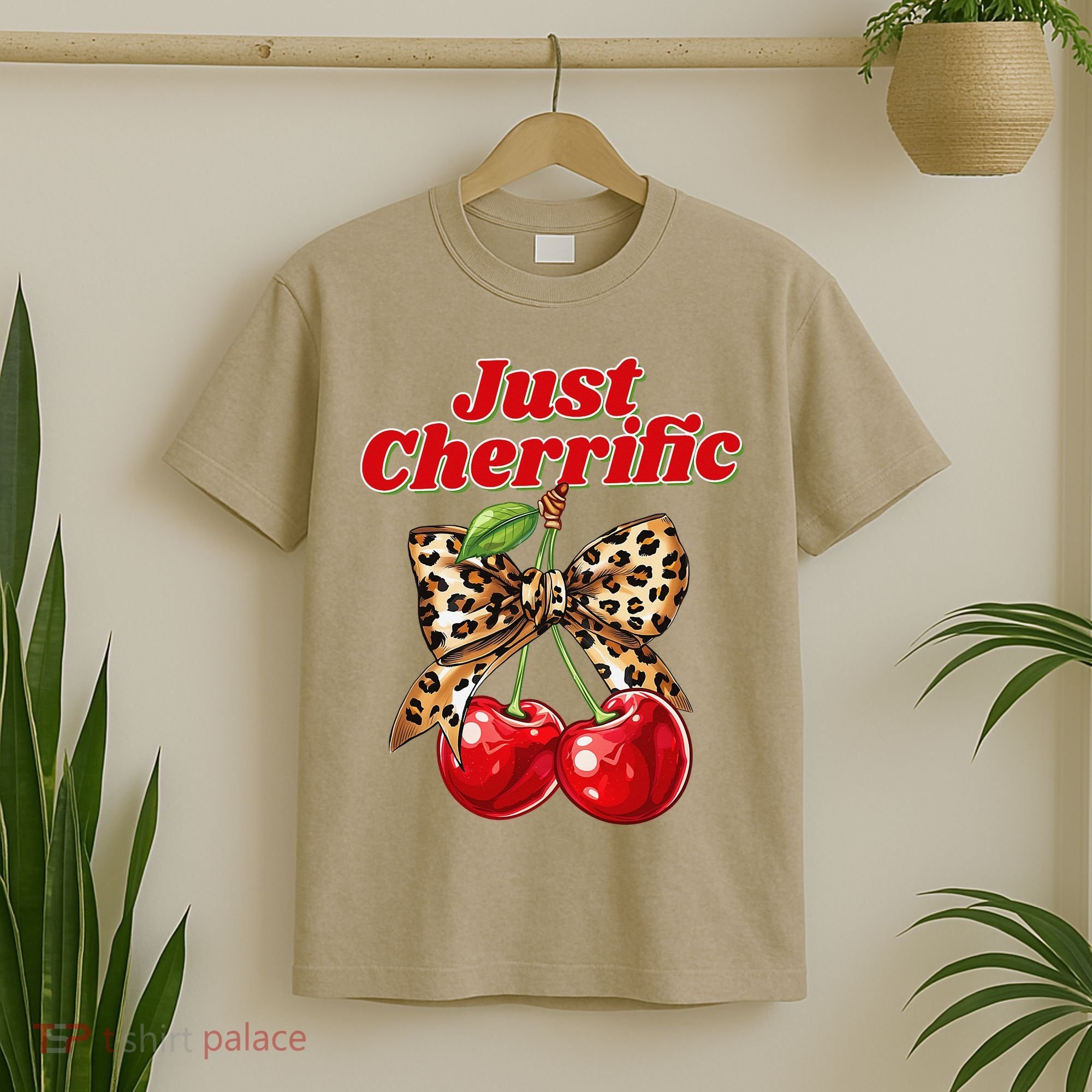 Cherry Lover Leopard Print Coquette Summer Just Cherrific T-Shirt