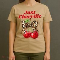 Cherry Lover Leopard Print Coquette Summer Just Cherrific T-Shirt thumb 4