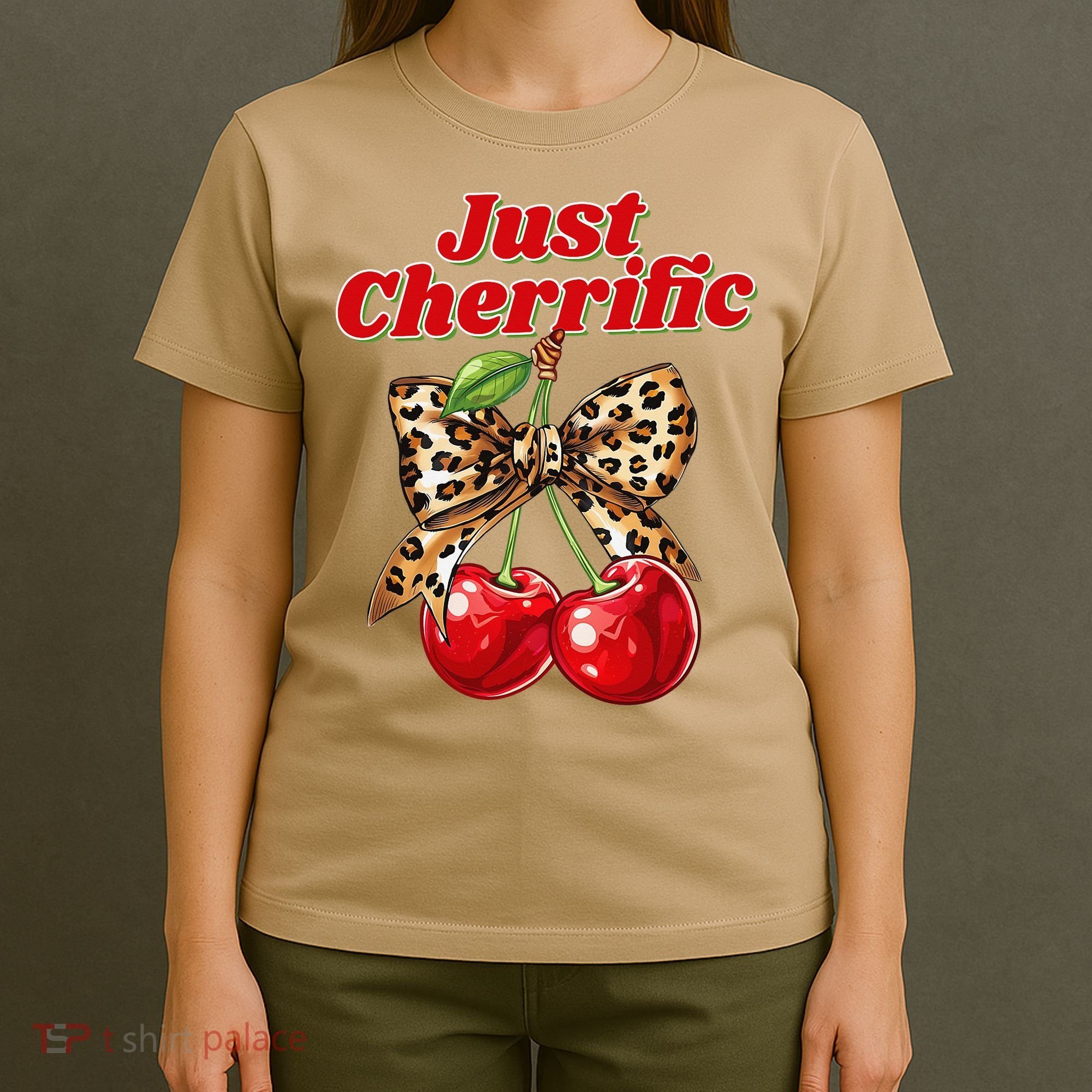 Cherry Lover Leopard Print Coquette Summer Just Cherrific T-Shirt