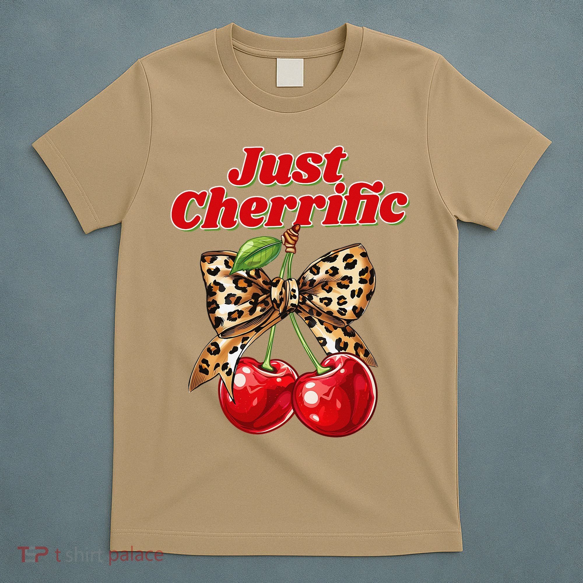 Cherry Lover Leopard Print Coquette Summer Just Cherrific T-Shirt