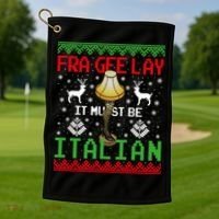 Christmas Leg Lamp Frageelay It Must Be Italian Ugly Sweater Gift Golf Towel thumb 1