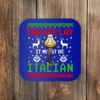 Christmas Leg Lamp Frageelay It Must Be Italian Ugly Sweater Gift Coaster thumb 0