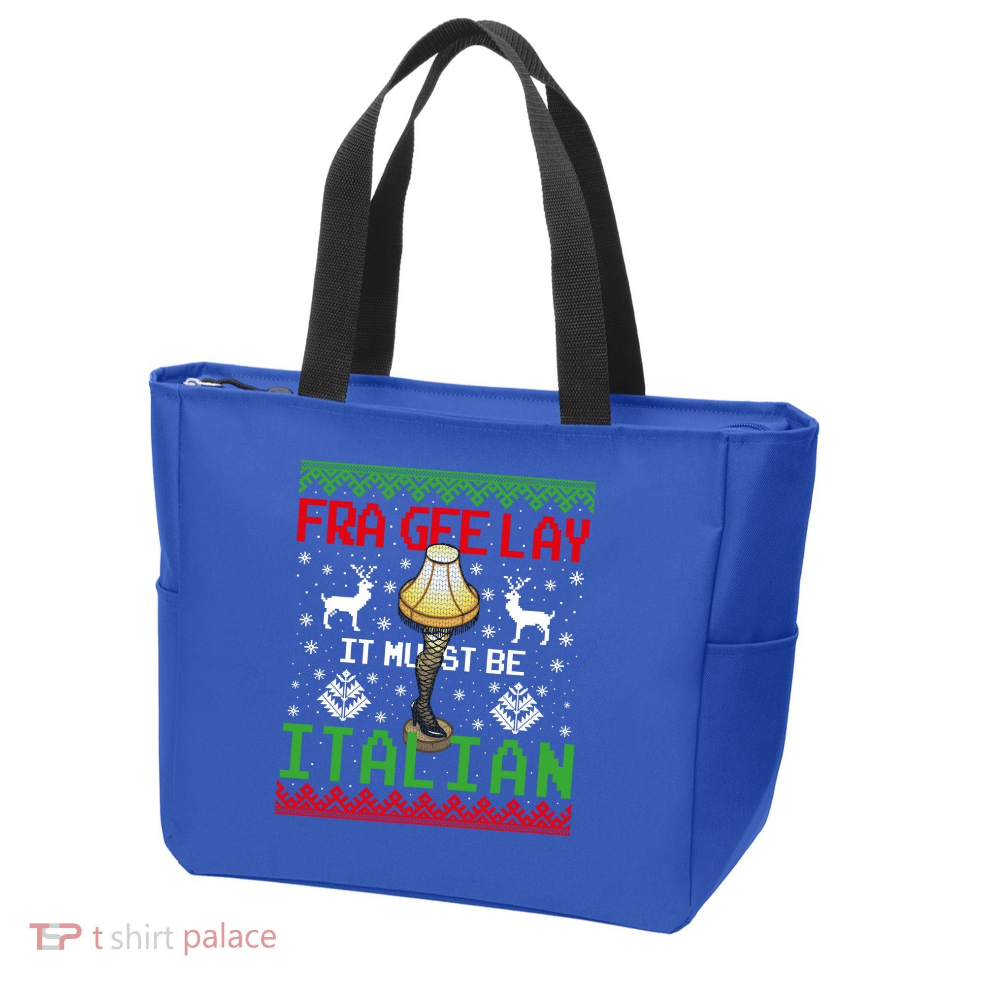 Christmas Leg Lamp Frageelay It Must Be Italian Ugly Sweater Gift Tote Bag