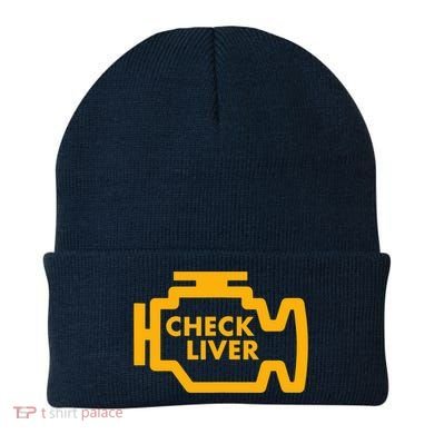 Check Liver Light Funny Drinking Tank Top Beanie