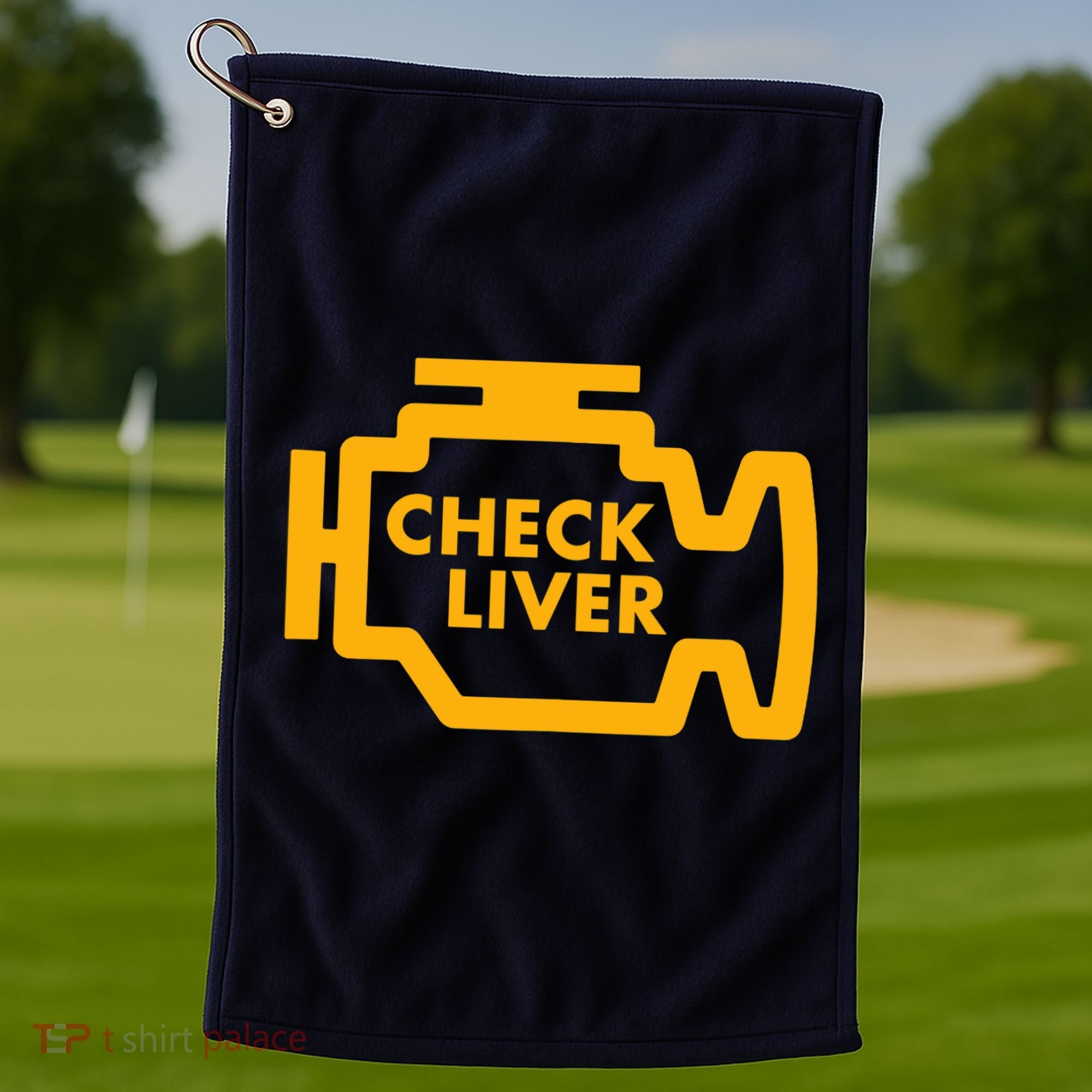 Check Liver Light Funny Drinking Tank Top Golf Towel