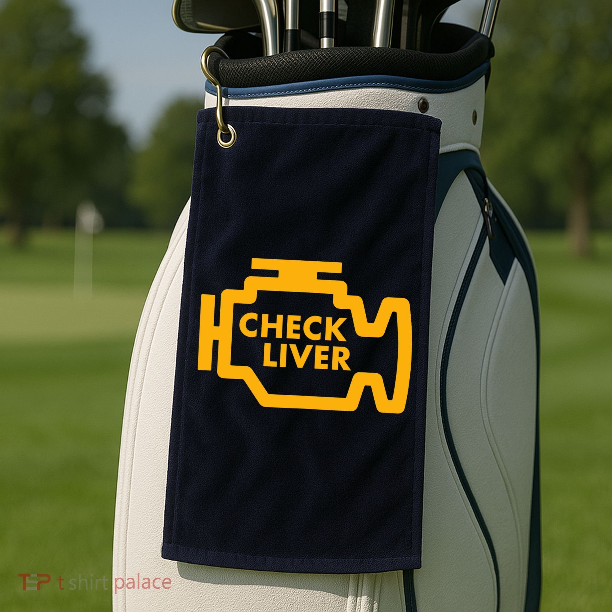 Check Liver Light Funny Drinking Tank Top Golf Towel