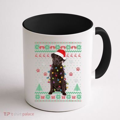 Chocolate Lab Labrador Christmas Lights Dog Ugly Sweater Coffee Mug back