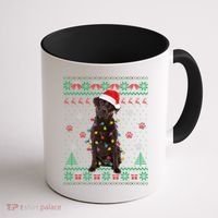 Chocolate Lab Labrador Christmas Lights Dog Ugly Sweater Coffee Mug thumb 1