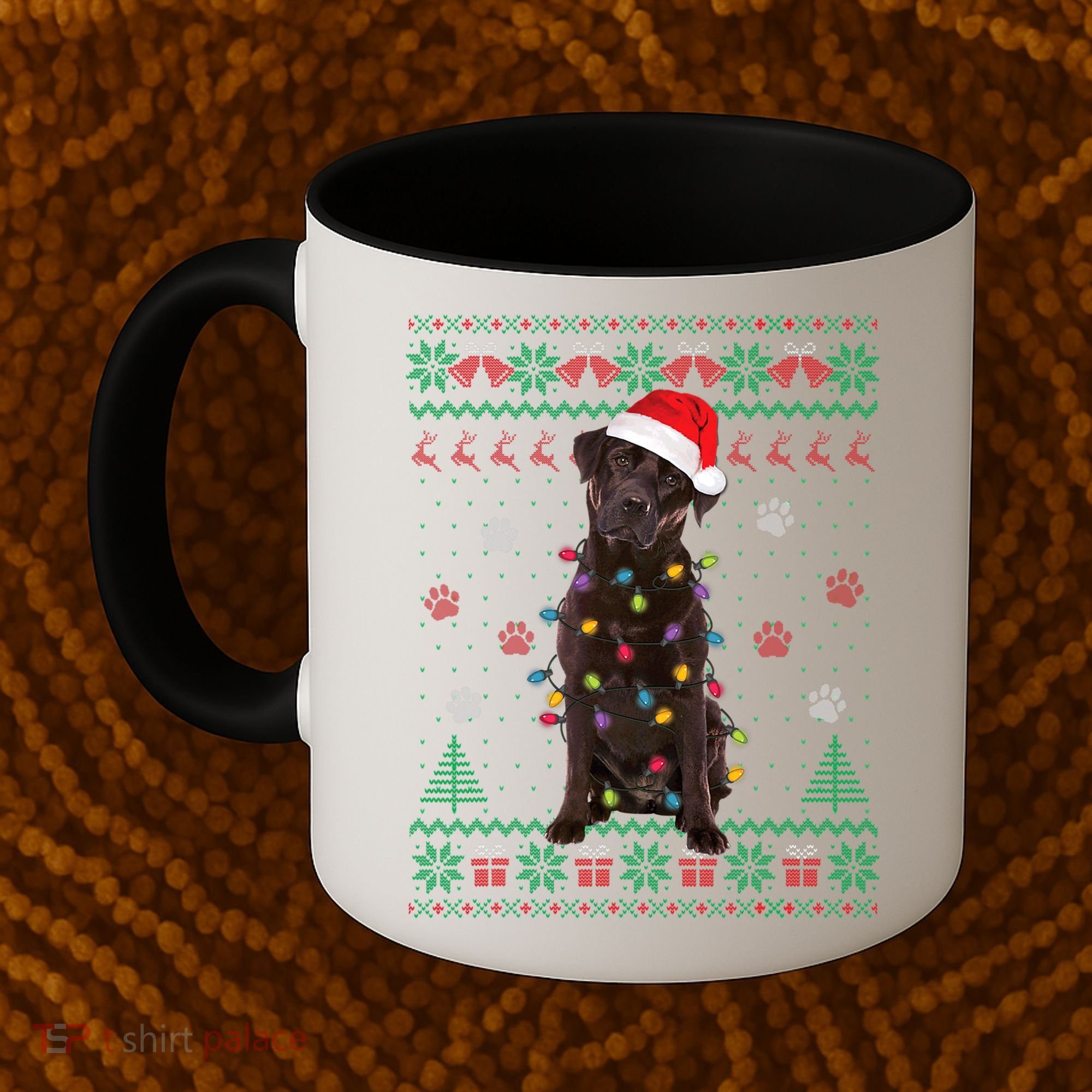 Chocolate Lab Labrador Christmas Lights Dog Ugly Sweater Coffee Mug