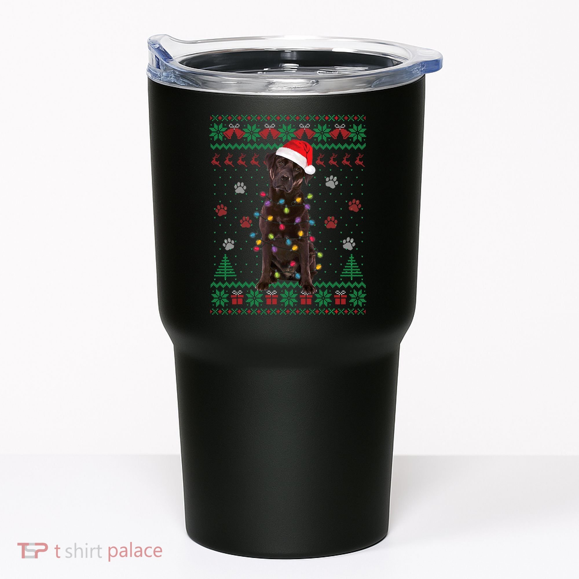 Chocolate Lab Labrador Christmas Lights Dog Ugly Sweater Tumbler