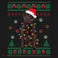 Chocolate Lab Labrador Christmas Lights Dog Ugly Sweater Ornament thumb 1