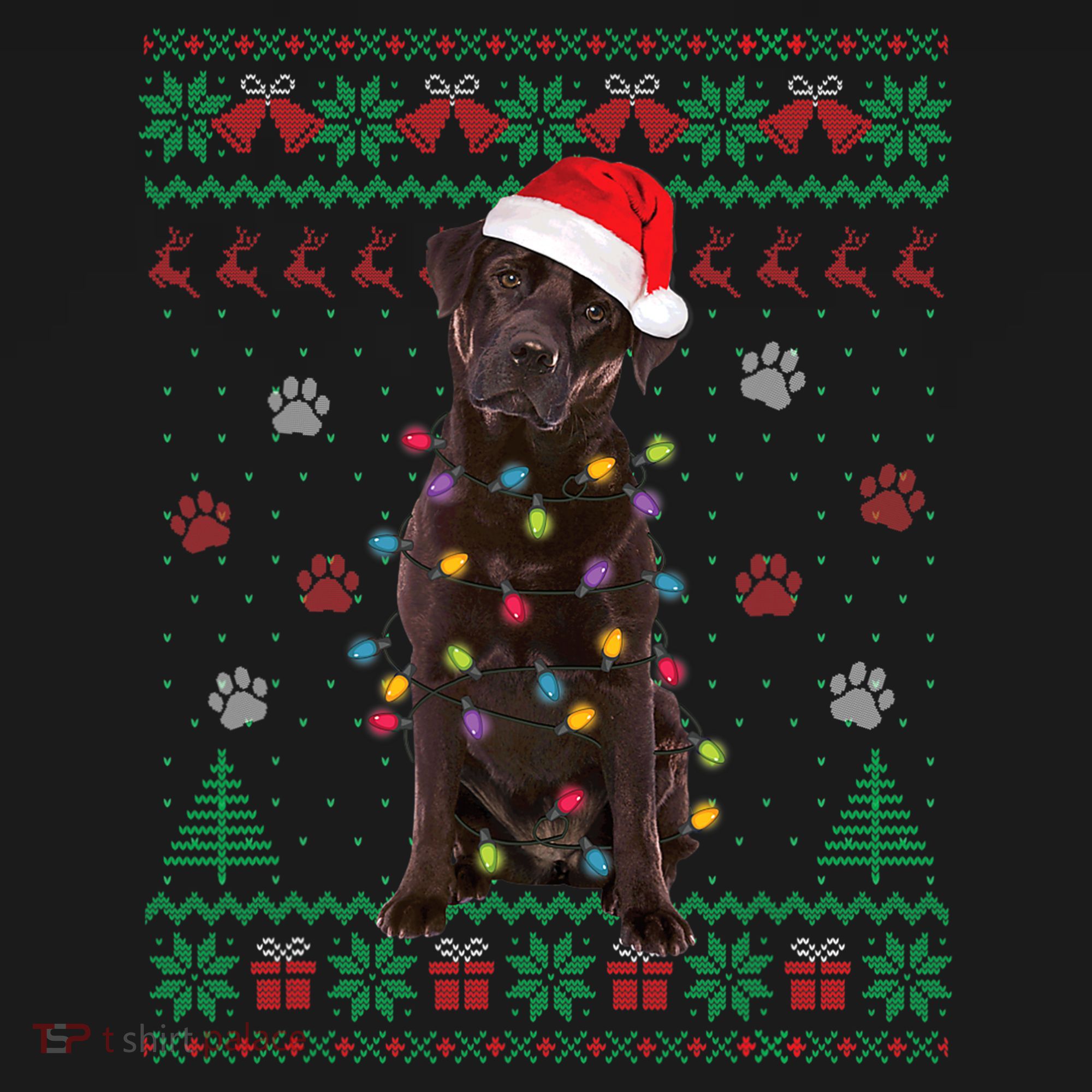 Chocolate Lab Labrador Christmas Lights Dog Ugly Sweater Ornament