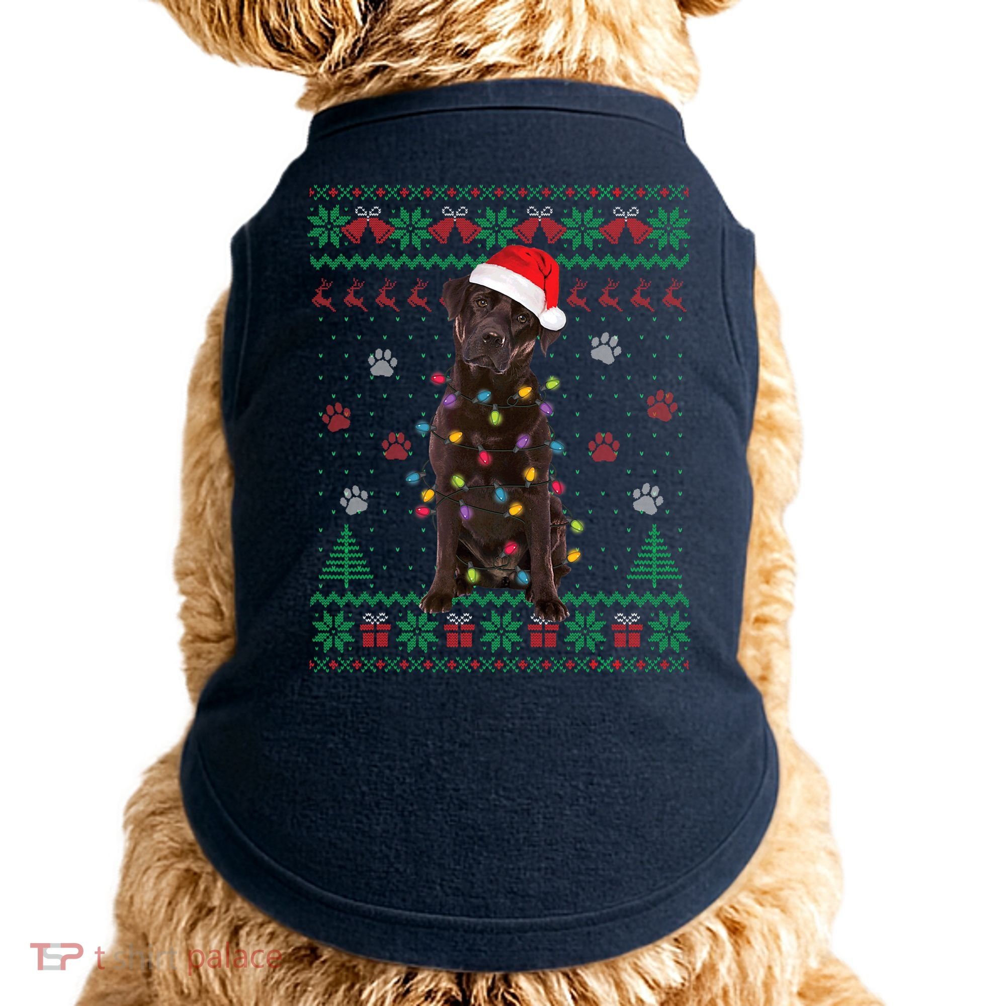 Chocolate Lab Labrador Christmas Lights Dog Ugly Sweater Doggie Tank