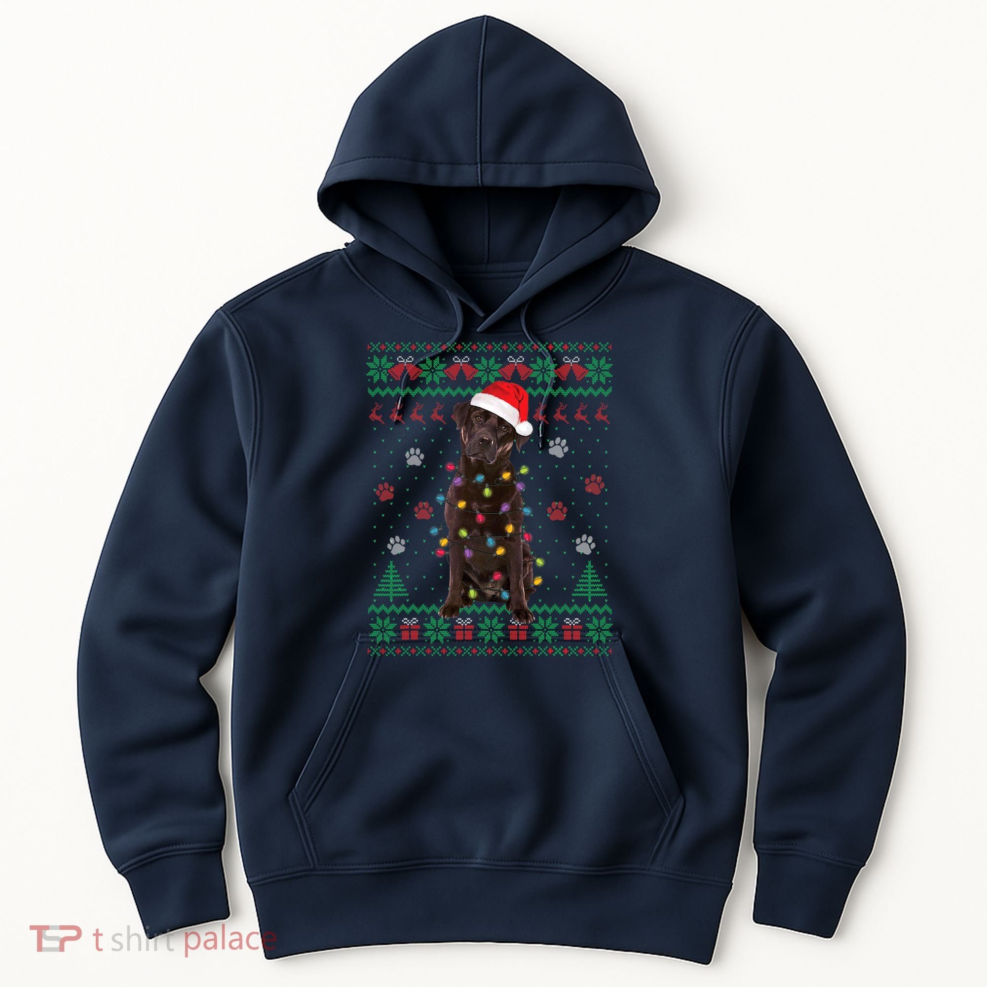 Chocolate Lab Labrador Christmas Lights Dog Ugly Sweater Hoodie