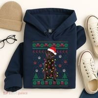 Chocolate Lab Labrador Christmas Lights Dog Ugly Sweater Hoodie thumb 4