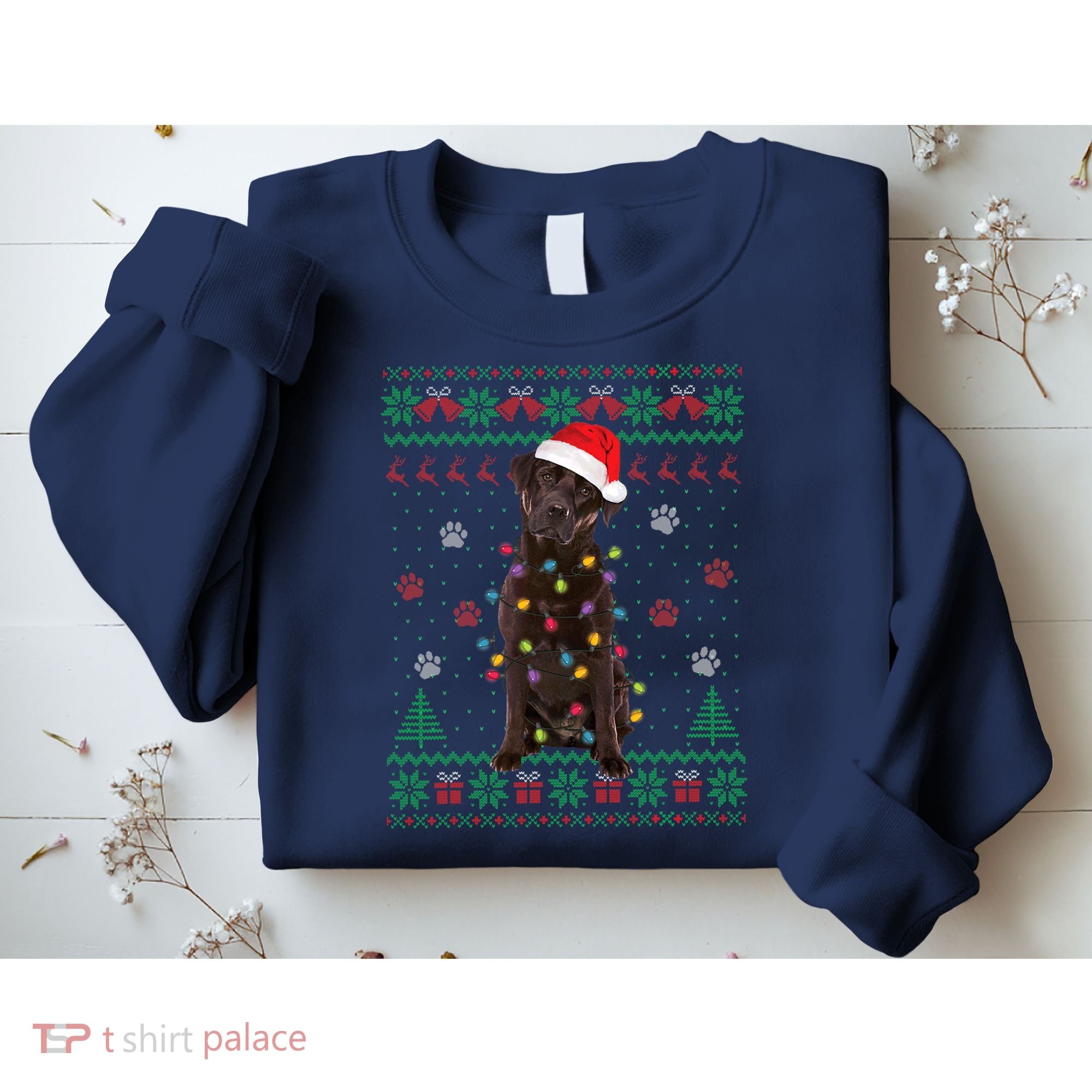 Chocolate Lab Labrador Christmas Lights Dog Ugly Sweater Sweatshirt