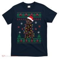 Chocolate Lab Labrador Christmas Lights Dog Ugly Sweater T-Shirt thumb 0
