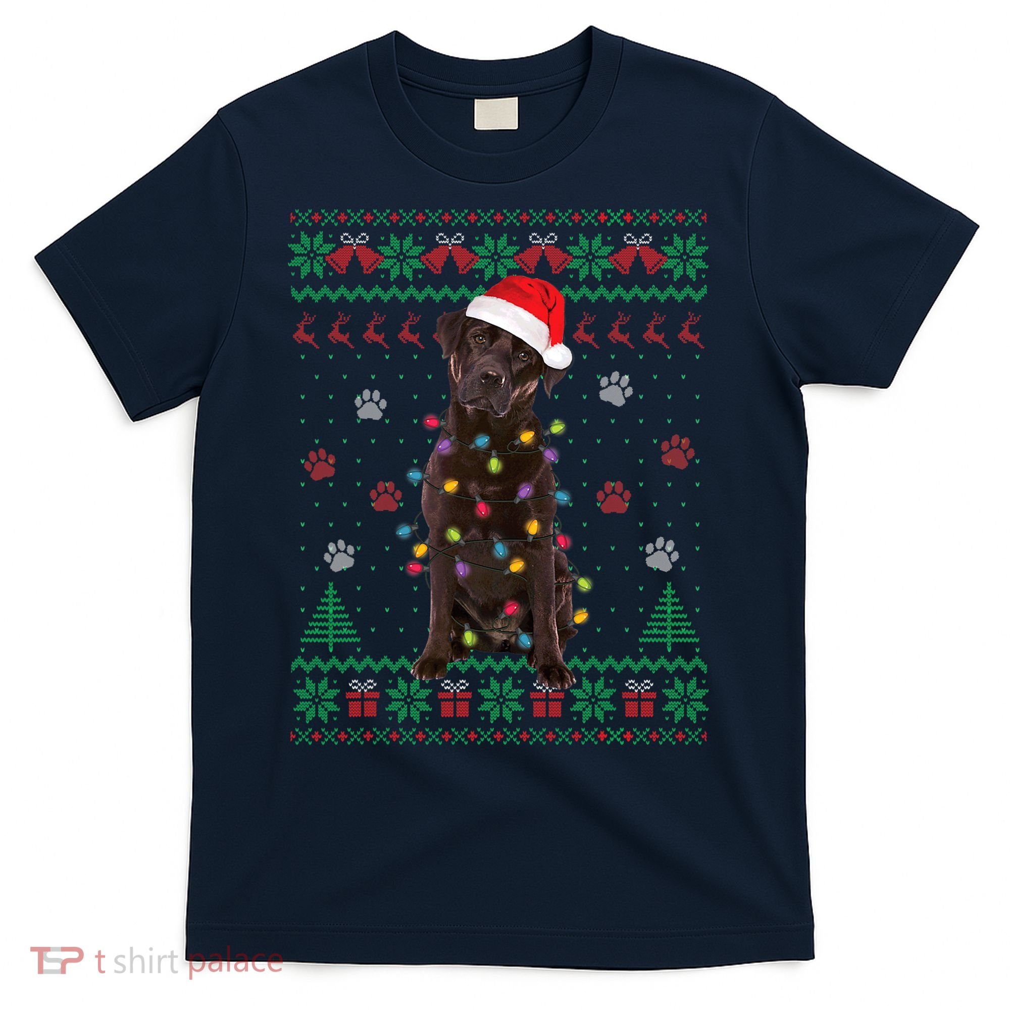Chocolate Lab Labrador Christmas Lights Dog Ugly Sweater T-Shirt