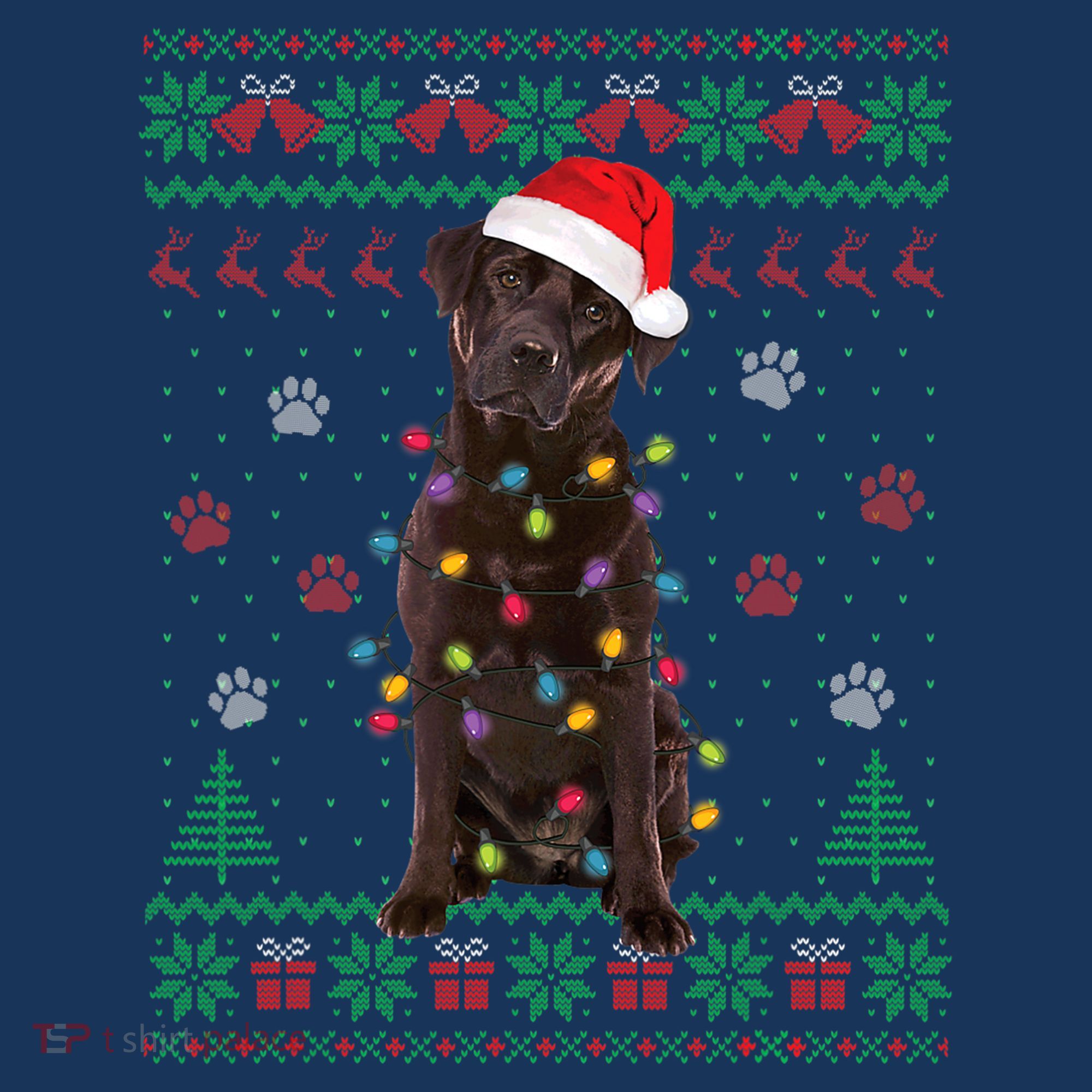 Chocolate Lab Labrador Christmas Lights Dog Ugly Sweater T-Shirt