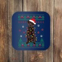Chocolate Lab Labrador Christmas Lights Dog Ugly Sweater Coaster thumb 0