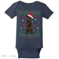 Chocolate Lab Labrador Christmas Lights Dog Ugly Sweater Baby Bodysuit thumb 0