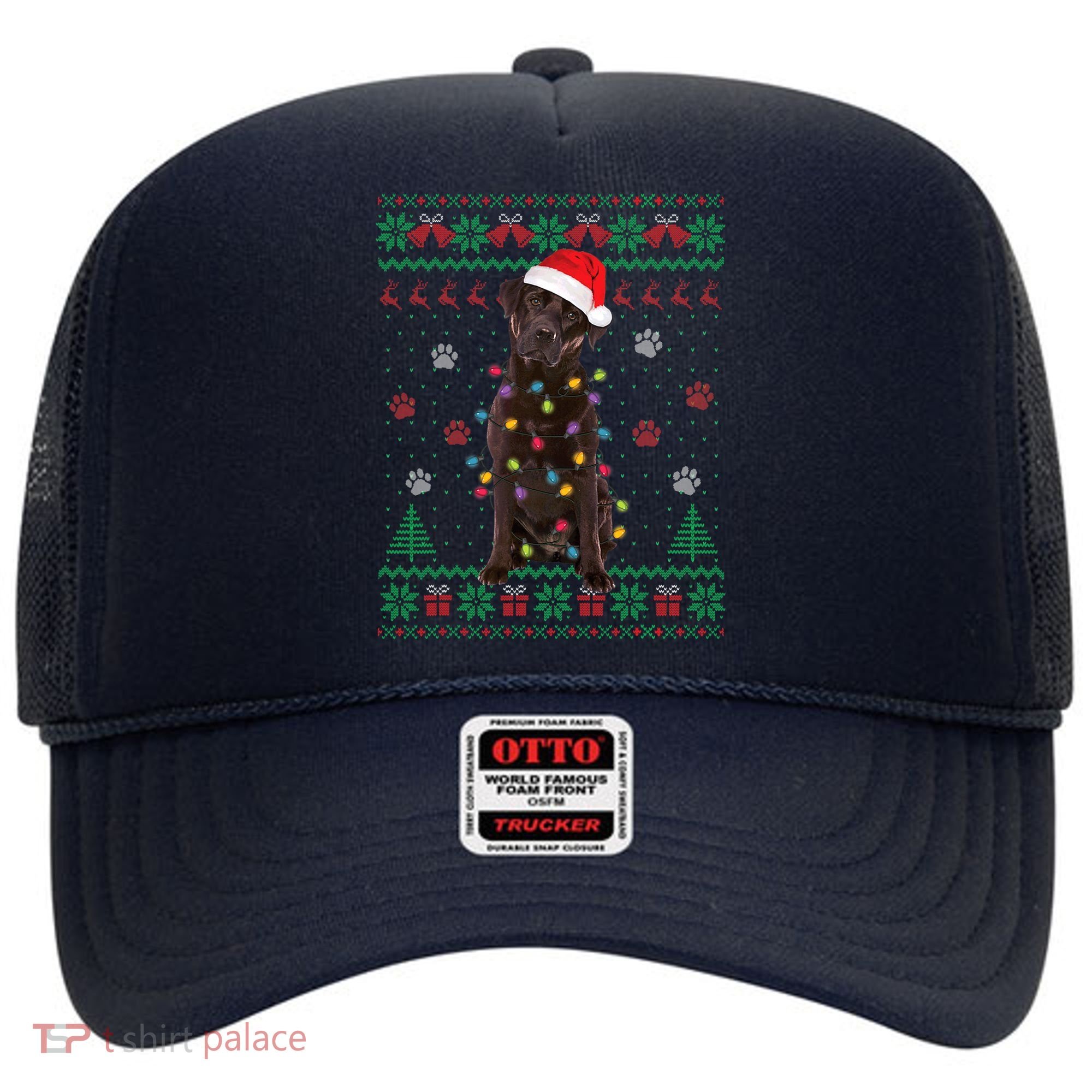 Chocolate Lab Labrador Christmas Lights Dog Ugly Sweater Hat